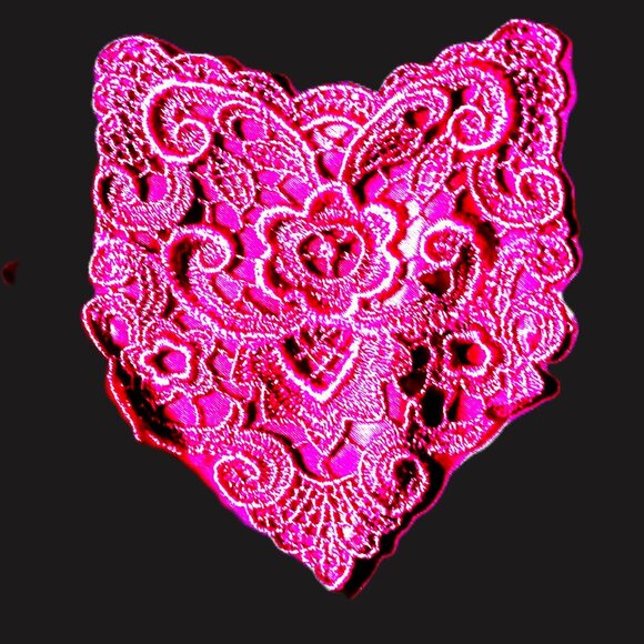 ADONNA Deep Rose Satin Night Shirt ~ Romantic Lace Pocket ~ Size L ~ NEW, No Tag - Picture 3 of 6